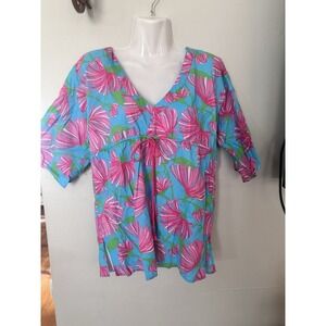 Lilly Pulitzer XS Beach Cover Up Tropical Pink‎ Aqua